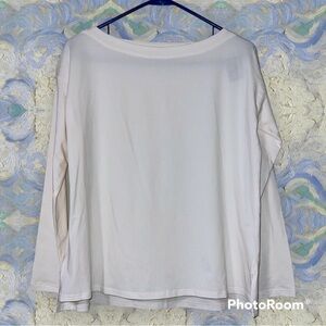 J. Jill XSP womens luxe supima boat neck tee long sleeve semi sheer casual